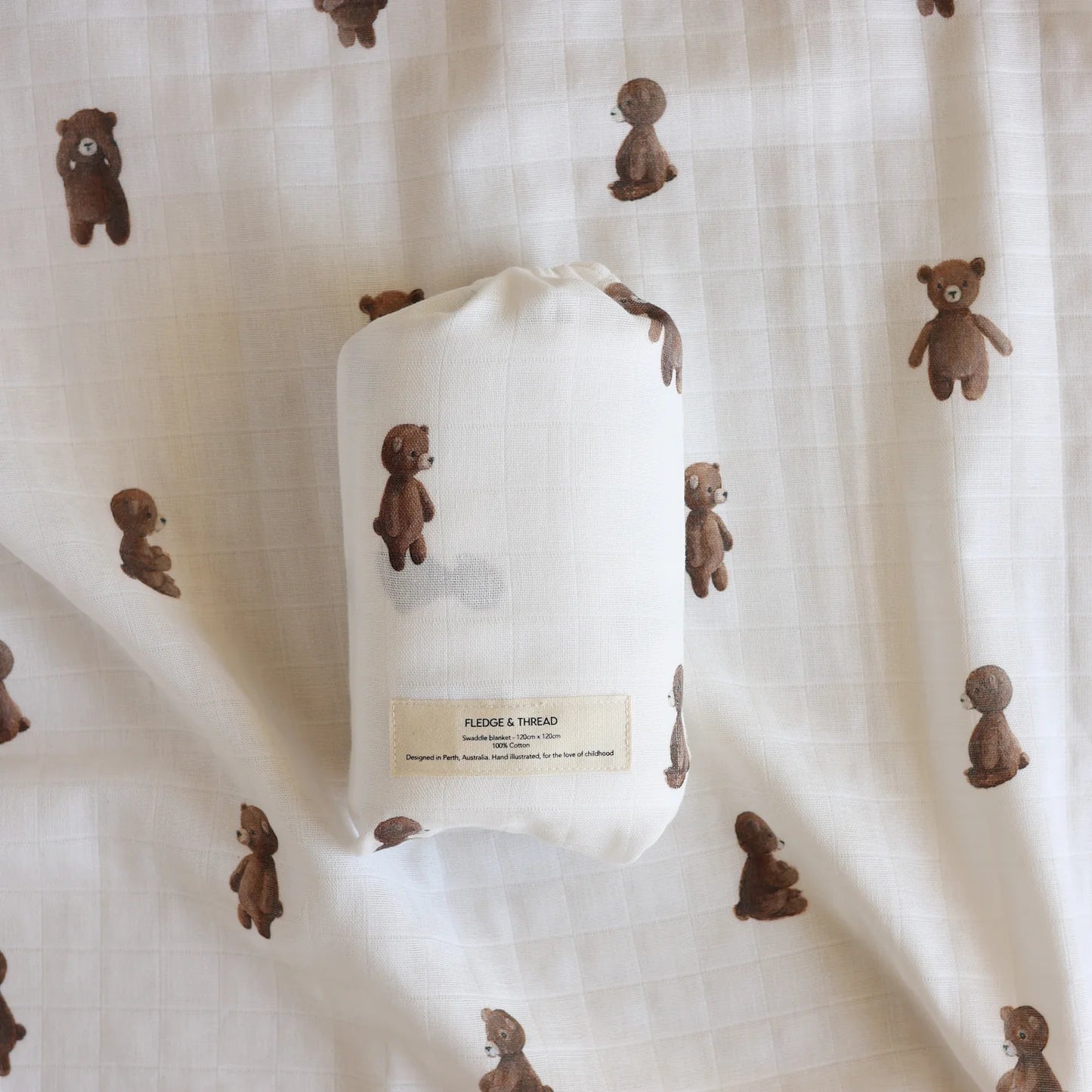 Muslin Swaddle - Teddy Bear