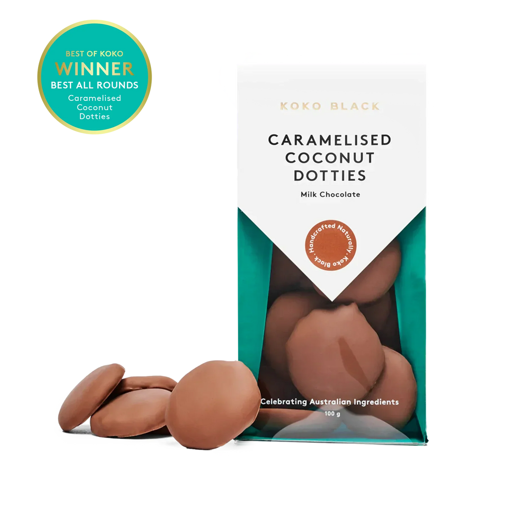 Caramelised Coconut Dotties Milk Chocolate - KOKO BLACK