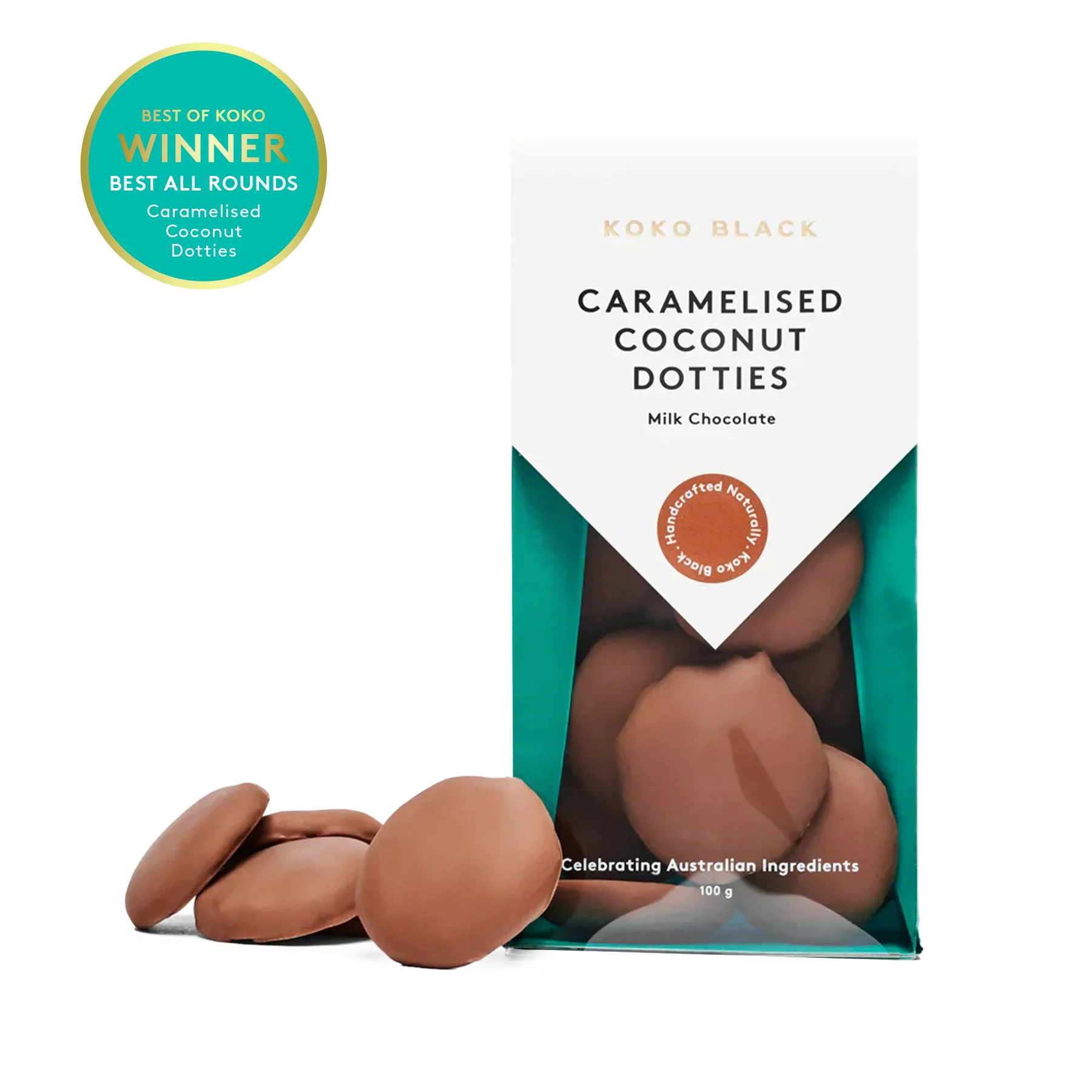 Caramelised Coconut Dotties Milk Chocolate - KOKO BLACK