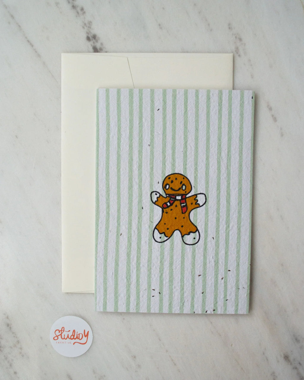 Card - CHRISTMAS GINGERBREAD STRIPE