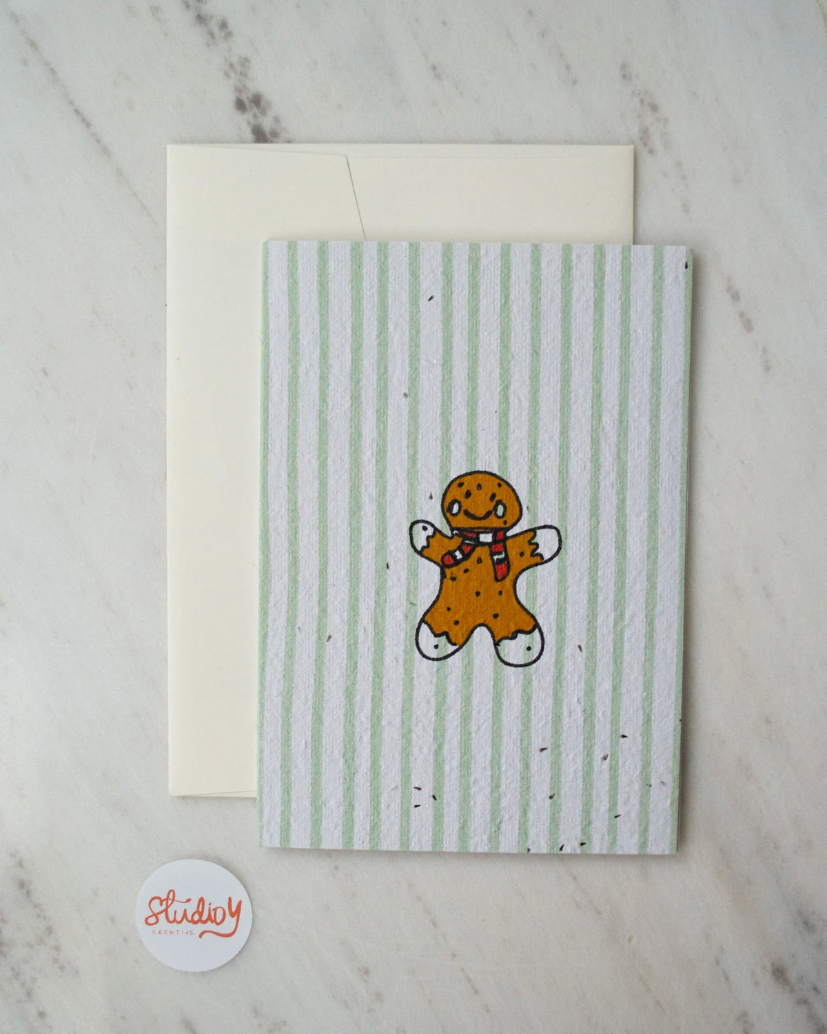 Card - CHRISTMAS GINGERBREAD STRIPE