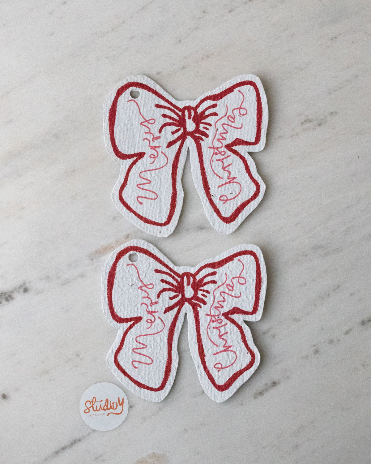 LARGE CHRISTMAS BOW GIFT TAGS (RED)