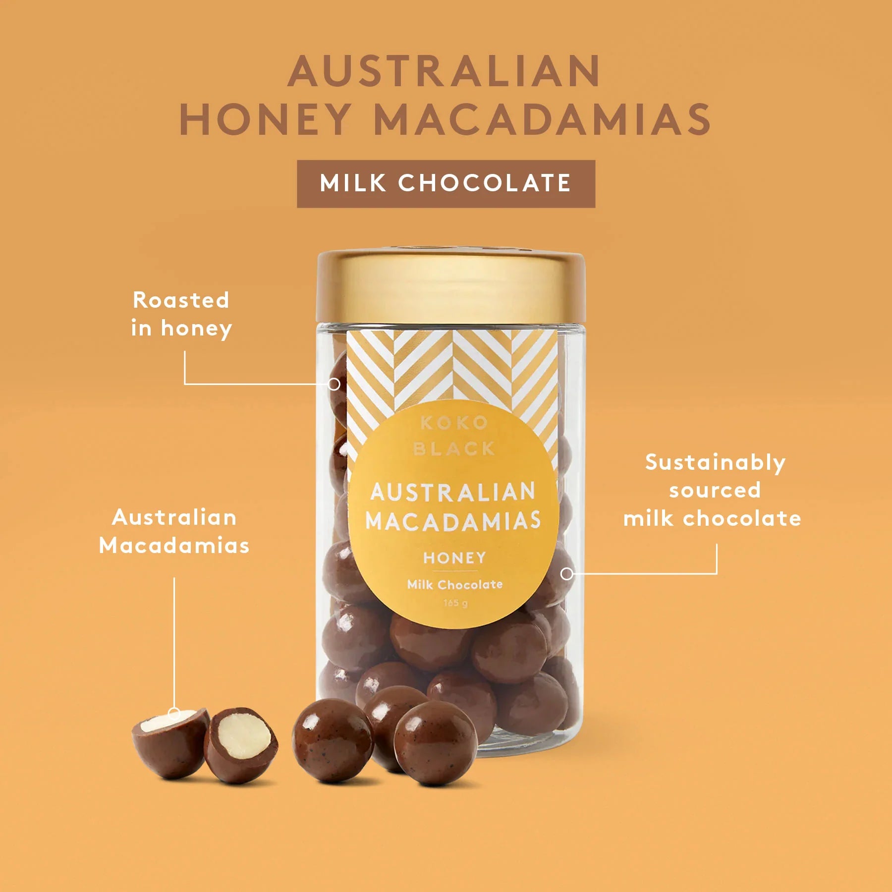 Australian Honey Macadamias 165g - KOKO BLACK