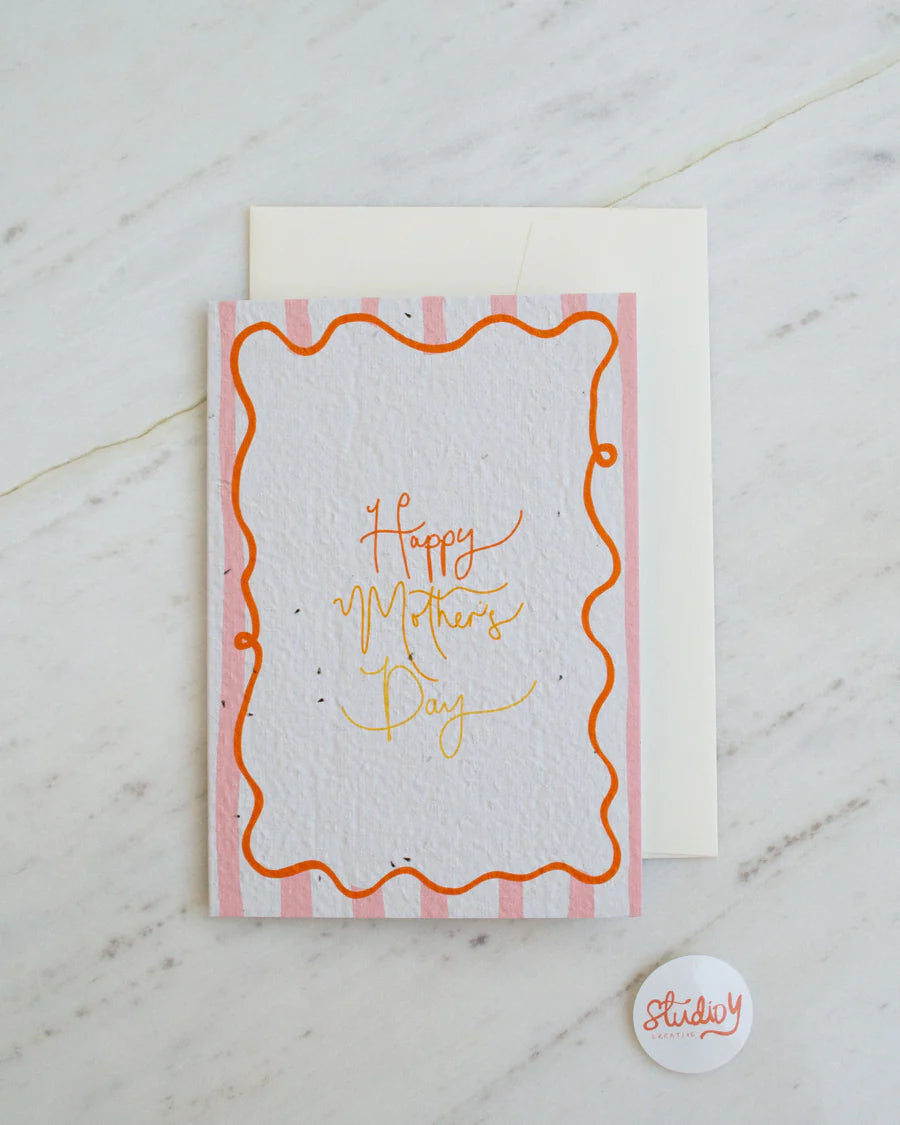 Card - HAPPY MOTHER'S DAY STRIPE (ORANGE)