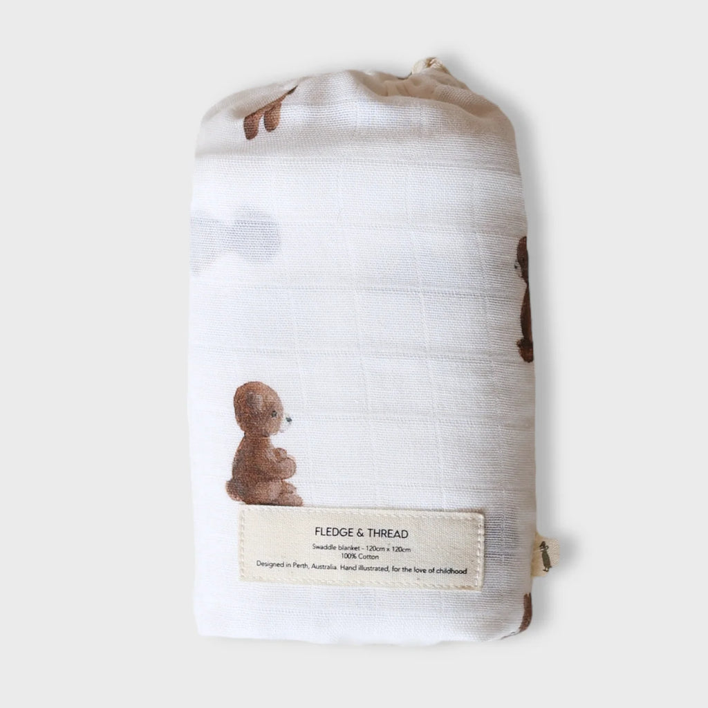 Muslin Swaddle - Teddy Bear
