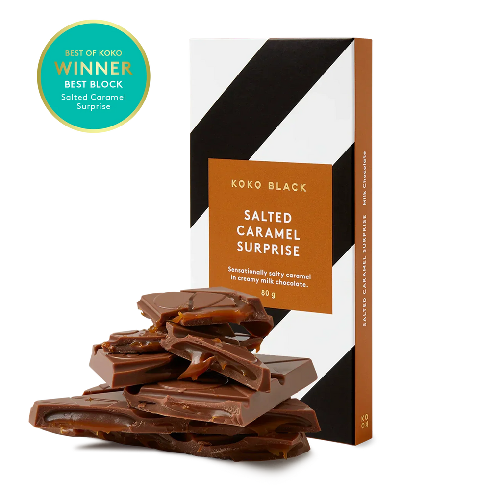 Salted Caramel Surprise Milk Chocolate Block - KOKO BLACK