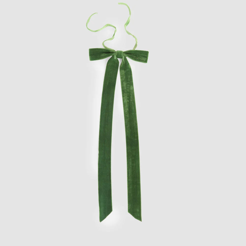 Velvet Tie On Bow Green