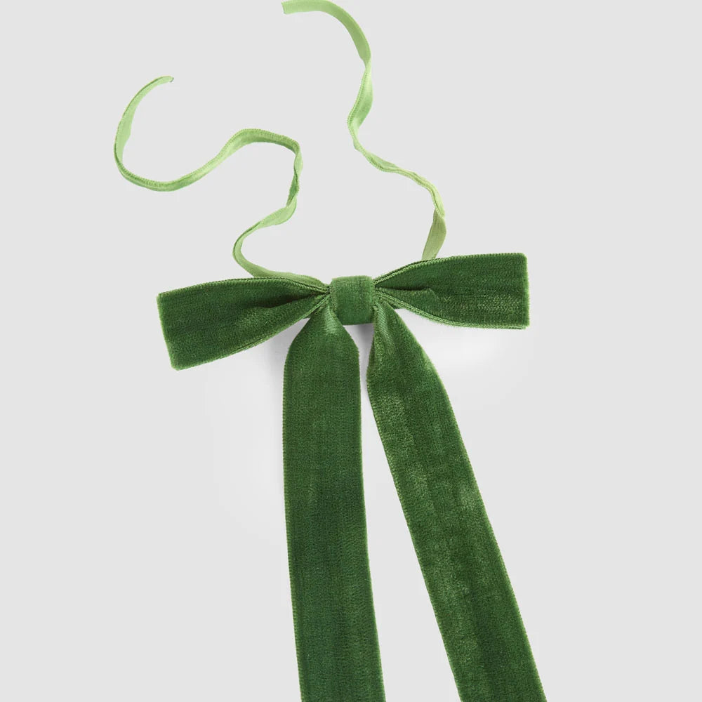 Velvet Tie On Bow Green