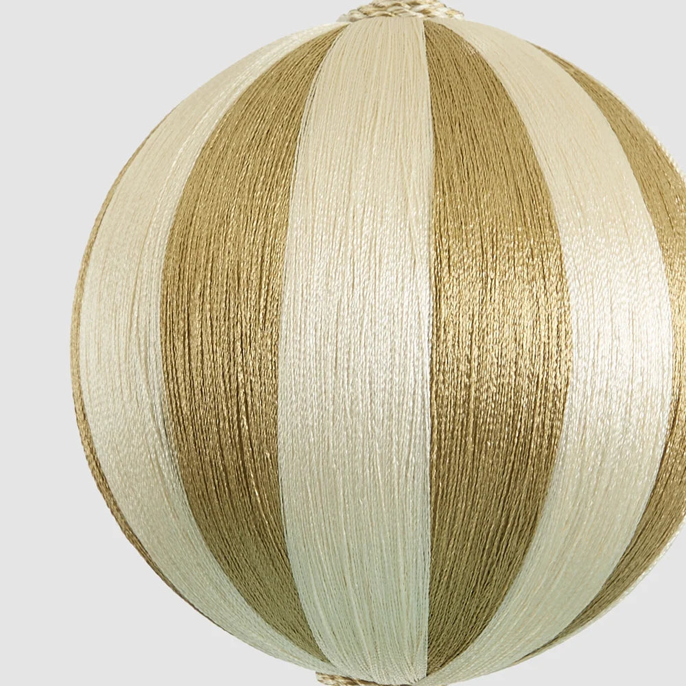 Silk Stripe Bauble Small Champagne & Ivory