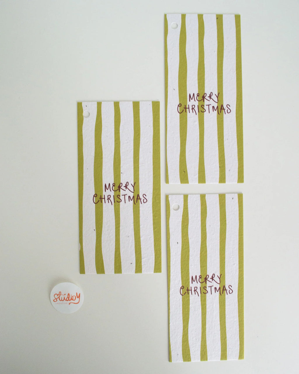 Card - LARGE CHRISTMAS STRIPE GIFT TAG (GREEN)