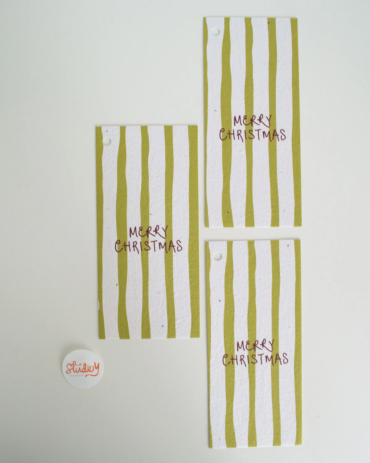 Card - LARGE CHRISTMAS STRIPE GIFT TAG (GREEN)