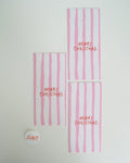 Card - LARGE CHRISTMAS STRIPE GIFT TAG (PINK)