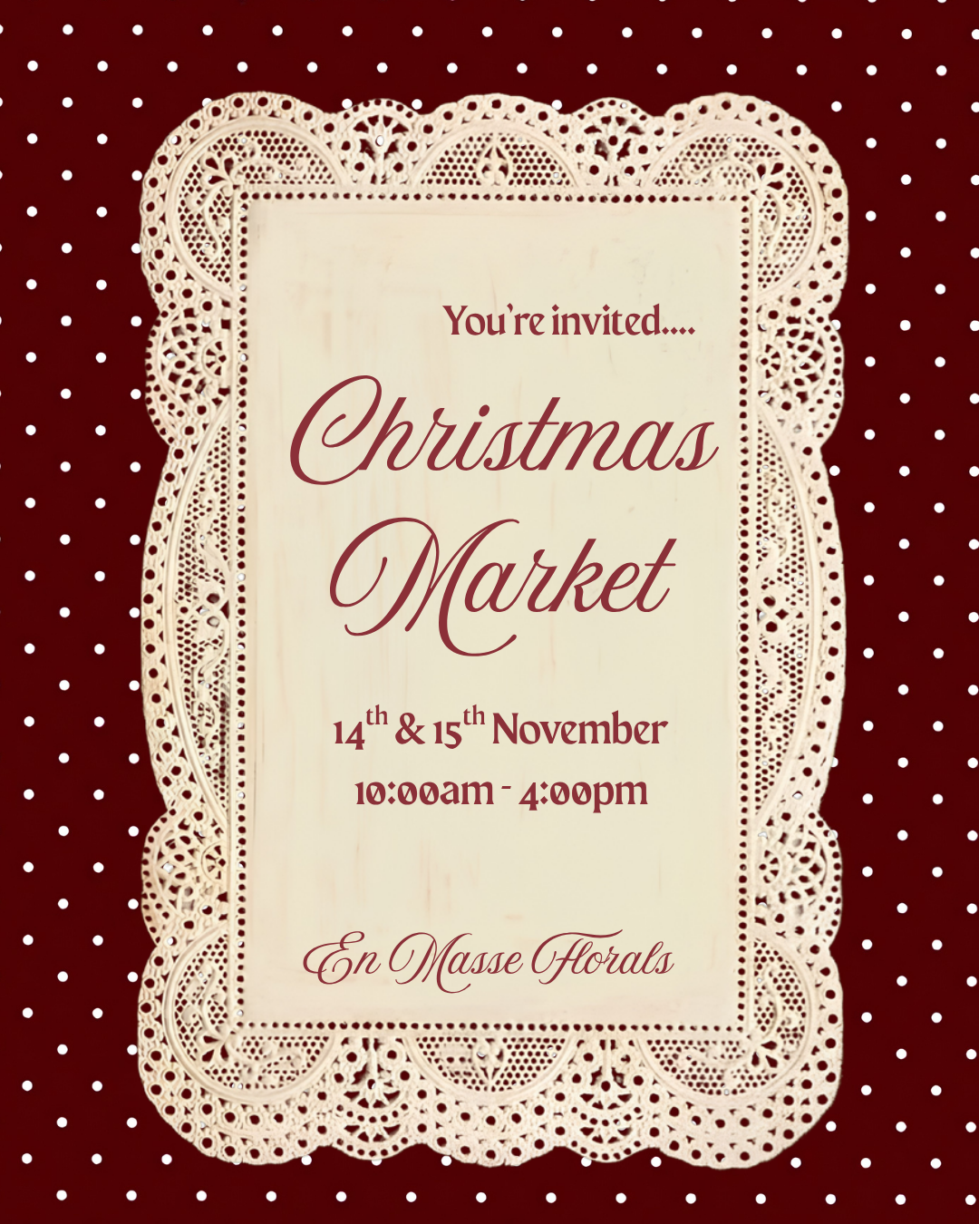 CHRISTMAS MARKET RSVP 14TH & 15TH NOV